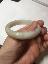 Load image into Gallery viewer, 52.7mm certified Type A 100% Natural white beige with yellow flying flowers Jadeite Jade bangle D158-3963