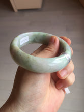 Load image into Gallery viewer, 56.5mm certificated Type A 100% Natural sunny green/purple/yellow Monet’s Water Lilies Jade bangle E62-1029