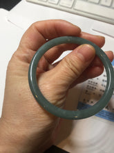Load image into Gallery viewer, 55mm Certified Type A 100% Natural light green/blue slim round cut Guatemala Jadeite bangle BS59-4622