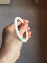 Load image into Gallery viewer, 55.5mm Certified Type A 100% Natural sunny green/white(白底青) flat Jadeite Jade bangle PE40-2866
