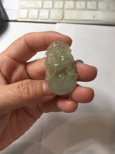 Load image into Gallery viewer, Type A 100% Natural Light Green gray (淡油冰)Jadeite Jade bunny rabbit Pendant PC232