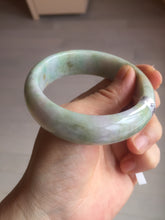 Load image into Gallery viewer, 56.5mm certificated Type A 100% Natural sunny green/purple/yellow Monet’s Water Lilies Jade bangle E62-1029