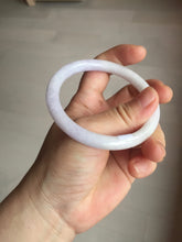 Load image into Gallery viewer, 56.5mm certified Type A 100% Natural purple white oval Jadeite Jade bangle BQ75-4930