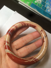 Load image into Gallery viewer, 61mm 100% natural red/pink/ round cut red jasper stone bangle CB73
