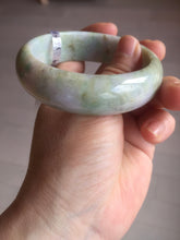 Load image into Gallery viewer, 56.5mm certificated Type A 100% Natural sunny green/purple/yellow Monet’s Water Lilies Jade bangle E62-1029