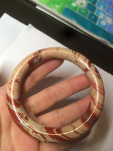 Load image into Gallery viewer, 61mm 100% natural red/pink/ round cut red jasper stone bangle CB73