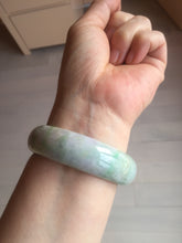 Load image into Gallery viewer, 56.5mm certificated Type A 100% Natural sunny green/purple/yellow Monet’s Water Lilies Jade bangle E62-1029