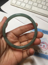 Load image into Gallery viewer, 59mm Certified Type A 100% Natural light green/blue/brown slim round cut Guatemala Jadeite bangle BS60-4618