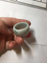 Load image into Gallery viewer, Size 12 100% natural type A sunny green light green white broad jadeite jade band ring thumb ring PC246-3