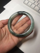 Load image into Gallery viewer, 60.3mm certified type A 100% Natural green/black Jadeite Jade bangle BM42-8565