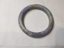 Load image into Gallery viewer, 55.2mm 100% Natural type A green purple carved branches and flowers and golden-painted Jadeite Jade bangle PH183