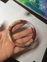 Load image into Gallery viewer, 61mm 100% natural red/pink/gray round cut red jasper stone bangle CB74