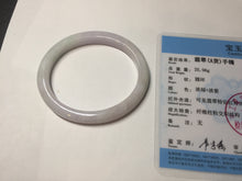 Load image into Gallery viewer, 50mm certified Type A 100% Natural light green purple white oval slim Jadeite Jade bangle D160-6354