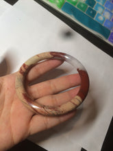 Load image into Gallery viewer, 61mm 100% natural red/pink/gray round cut red jasper stone bangle CB74