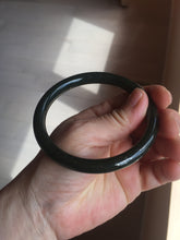 Load image into Gallery viewer, 62.8mm certified 100% Natural dark green/black meteorite round cut nephrite bangle HN131-0595