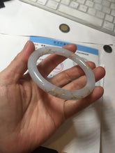 Load image into Gallery viewer, 56.5mm 100% Natural type A light green white carved and golden-painted Jadeite Jade bangle PA112-4326