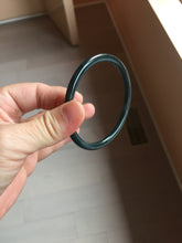 Load image into Gallery viewer, 62mm Type A 100% Natural black icy blue (蓝水) Guatemala Slim Round Cut Jadeite Bangle PJ133-1366