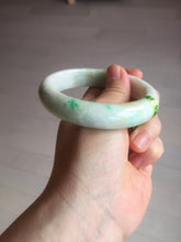 Load image into Gallery viewer, 58mm certificated Type A 100% Natural sunny green/white Jadeite Jade bangle E48-7904