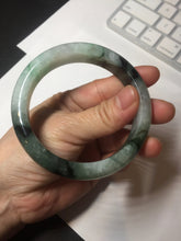 Load image into Gallery viewer, 60.3mm certified type A 100% Natural green/black Jadeite Jade bangle BM42-8565