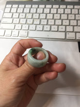 Load image into Gallery viewer, Size 10 3/4 100% natural type A sunny green light green white broad jadeite jade band ring thumb ring PC246-4