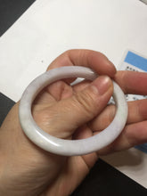 Load image into Gallery viewer, 50mm certified Type A 100% Natural light green purple white oval slim Jadeite Jade bangle D160-6354