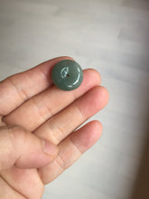 Load image into Gallery viewer, 18.4mm Type A 100% Natural oily dark green/gray Jadeite Jade Safety Guardian Button donuts Pendant PC110