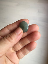 Load image into Gallery viewer, 18.4mm Type A 100% Natural oily dark green/gray Jadeite Jade Safety Guardian Button donuts Pendant PC110
