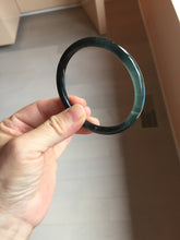 Load image into Gallery viewer, 57mm Type A 100% Natural half black(乌鸡) half icy blue (蓝水) Guatemala Slim Round Cut Jadeite Bangle PJ132-1375