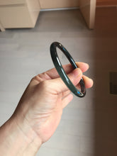 Load image into Gallery viewer, 57mm Type A 100% Natural half black(乌鸡) half icy blue (蓝水) Guatemala Slim Round Cut Jadeite Bangle PJ132-1375