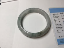 Load image into Gallery viewer, 55mm certified 100% natural icy watery light green with green floating flowers jadeite jade bangle AS88-7068