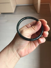 Load image into Gallery viewer, 57mm Type A 100% Natural half black(乌鸡) half icy blue (蓝水) Guatemala Slim Round Cut Jadeite Bangle PJ132-1375