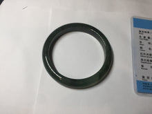 Load image into Gallery viewer, 57.5mm Certified Type A 100% Natural oily dark green(老油青)/gray Jadeite bangle BG228-0397