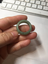 Load image into Gallery viewer, Size 11 1/2 100% natural type A oily dark green light green white broad jadeite jade band ring thumb ring PC246-5