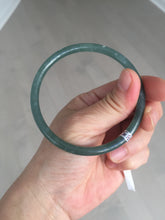 Load image into Gallery viewer, 60.5mm Certified Type A 100% Natural icy watery dark green/blue/gray/black slim round cut Guatemala Jadeite bangle BP12-7035
