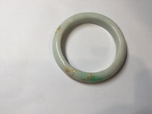 Load image into Gallery viewer, 55.2mm 100% Natural type A sunny green white beige (白底青) carved branches and flowers and golden-painted Jadeite Jade bangle PH184