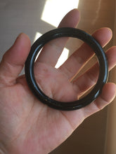 Load image into Gallery viewer, 58.4mm certified 100% Natural dark green/black meteorite round cut nephrite bangle HN134-0605