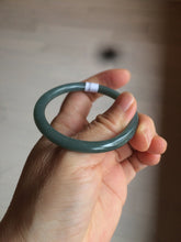 Load image into Gallery viewer, 48mm Certified Type A 100% Natural deep sea green/blue/gray/white oval round cut Guatemala Jadeite bangle KS95-2468