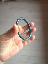 Load image into Gallery viewer, 55.3mm Certified Type A 100% Natural dark green/blue/gray Guatemala slim round cut Jadeite bangle PH135-4297