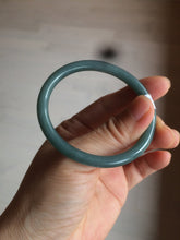 Load image into Gallery viewer, 48mm Certified Type A 100% Natural deep sea green/blue/gray/white oval round cut Guatemala Jadeite bangle KS95-2468