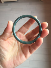 Load image into Gallery viewer, 55.3mm Certified Type A 100% Natural dark green/blue/gray Guatemala slim round cut Jadeite bangle PH135-4297