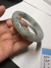 Load image into Gallery viewer, 55mm certified 100% natural icy watery light green with green floating flowers jadeite jade bangle AS88-7068