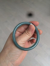 Load image into Gallery viewer, 48mm Certified Type A 100% Natural deep sea green/blue/gray/white oval round cut Guatemala Jadeite bangle KS95-2468