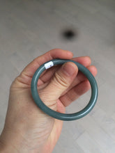 Load image into Gallery viewer, 48mm Certified Type A 100% Natural deep sea green/blue/gray/white oval round cut Guatemala Jadeite bangle KS95-2468