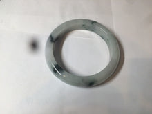 Load image into Gallery viewer, 56.6mm certified 100% natural Type A light green/white with green floating flowers oval jadeite jade bangle B91-1643