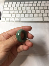 Load image into Gallery viewer, Size 12 1/2 100% natural type A oily dark green broad jadeite jade band ring thumb ring PC2466