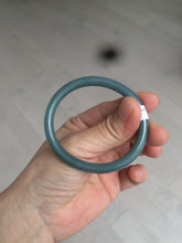 Load image into Gallery viewer, 48mm Certified Type A 100% Natural deep sea green/blue/gray/white oval round cut Guatemala Jadeite bangle KS95-2468