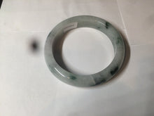 Load image into Gallery viewer, 56.6mm certified 100% natural Type A light green/white with green floating flowers oval jadeite jade bangle B91-1643