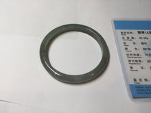 Load image into Gallery viewer, 52mm Certified type A 100% Natural oily dark green gray black slim Jadeite bangle PC214-6220