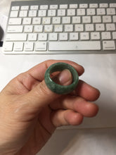 Load image into Gallery viewer, Size 12 1/2 100% natural type A oily dark green broad jadeite jade band ring thumb ring PC2466