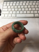 Load image into Gallery viewer, Size 12 1/2 100% natural type A oily dark green broad jadeite jade band ring thumb ring PC2466